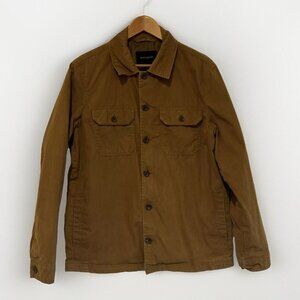 Banana Republic Mens Waxed Field Jacket M Brown Utility Shacket Barn Coat Zip